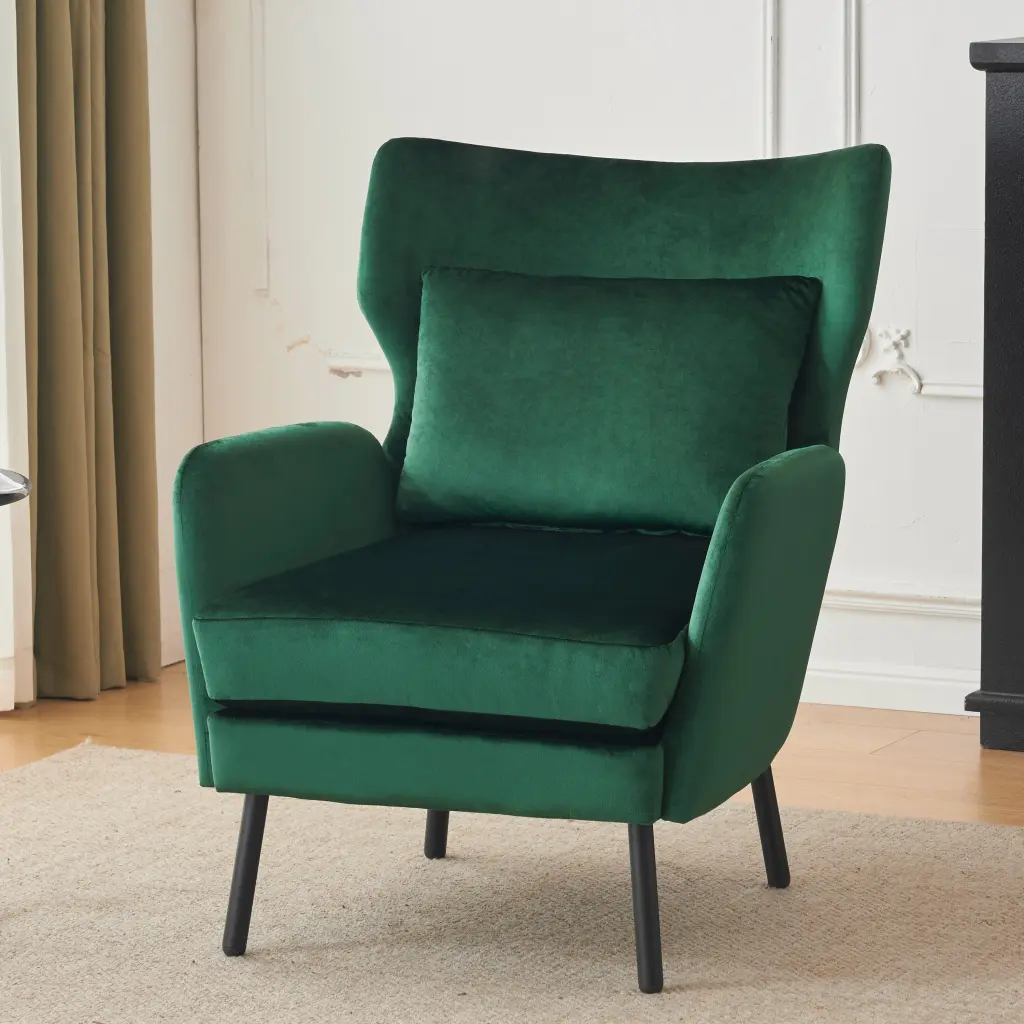 Wing Back Velvet Accent Chair Modern Living Room Armchair Comfy Upholstered nh-cozy home
