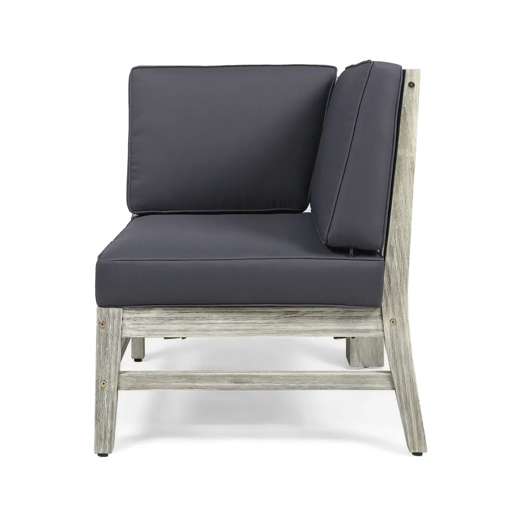 Perla Corner Chair Grey Dark Grey Acacia Wood nh-gardenpara