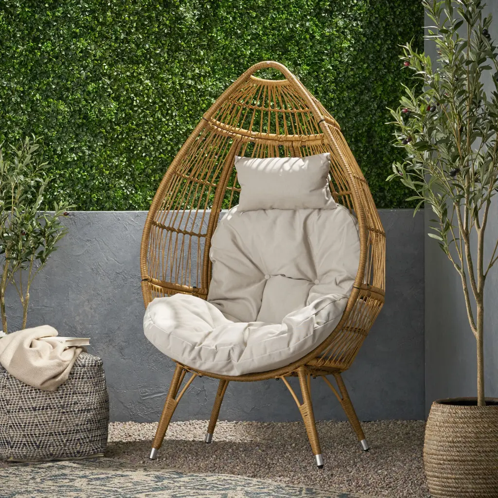 Serina Natural Iron Teardrop Chair Living Room nh-home living