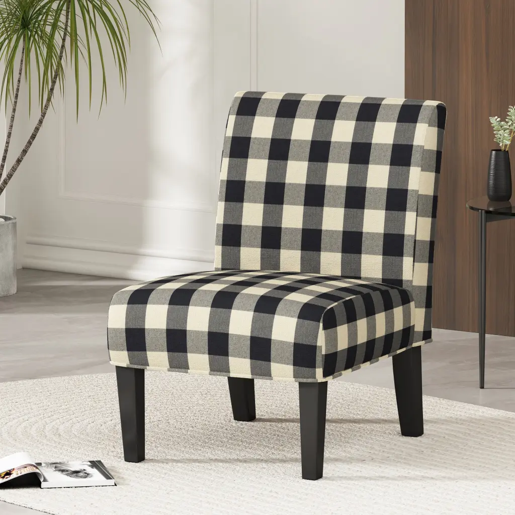 Accent Chair Black White Fabric Modern Living Room Chair nh-inmax