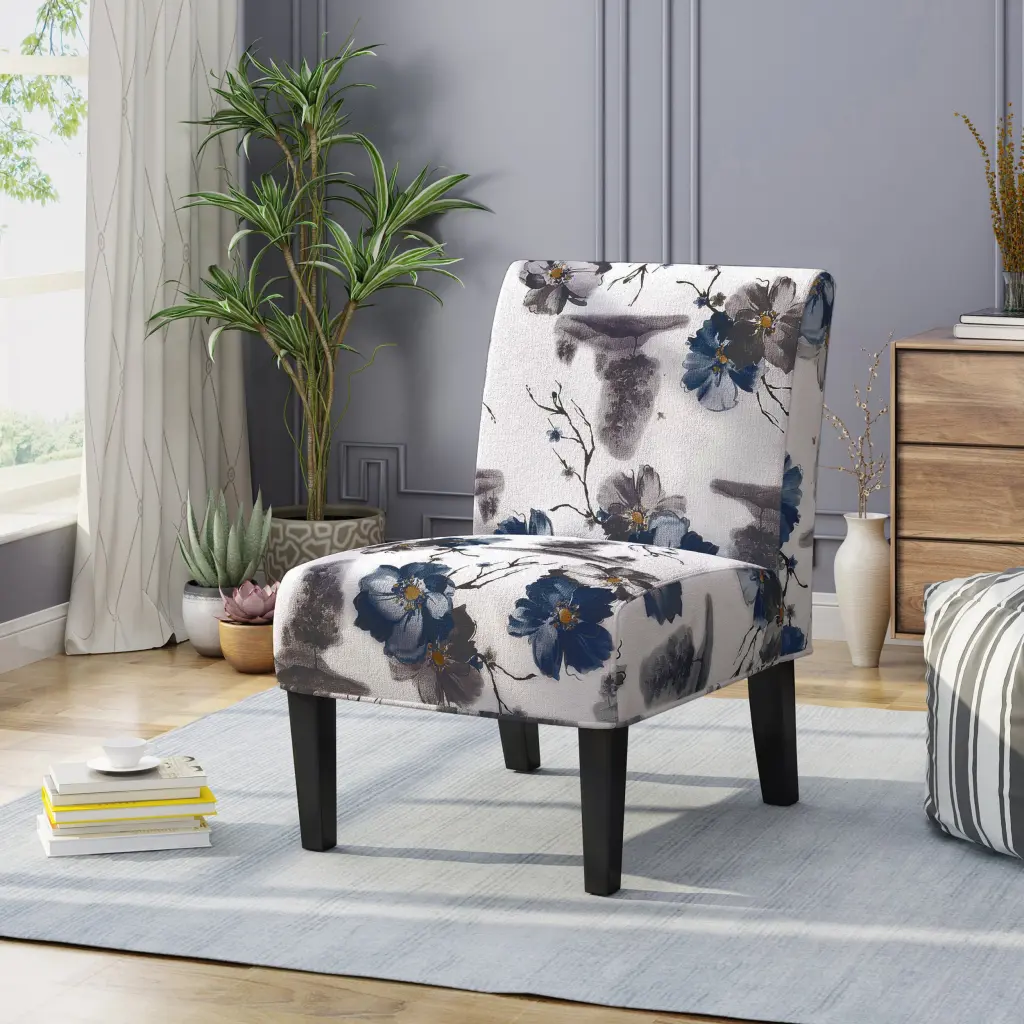 Accent Chair Blue Multi Fabric Stylish Living Room Lounge Chair nh-inmax