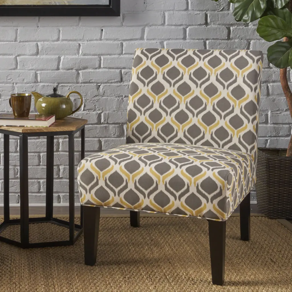 Accent Chair Grey Multi Fabric Upholstered Living Room Chair nh-inmax