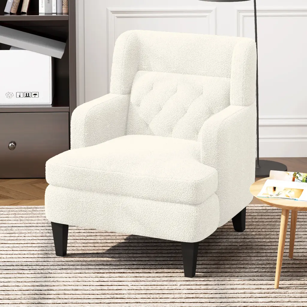 Upholstered Accent Chair Tufted Armchair Living Room and Bedroom Comfortable Seating nh-ocean furniture
