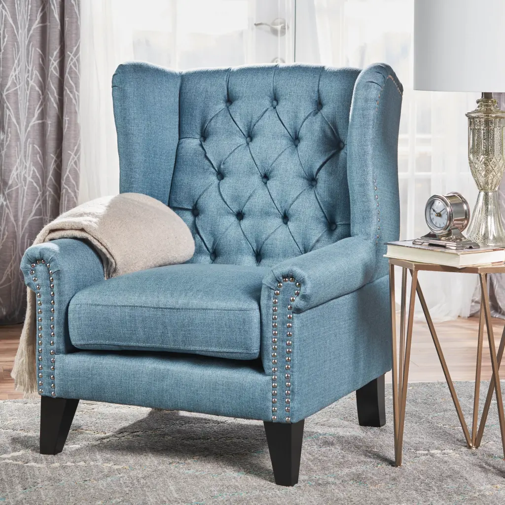 Accent Chair Blue Fabric nh-perfect home
