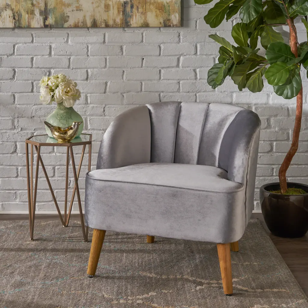 Chair Pewter Altay Velvet - Modern Accent Chair nh-perfect home