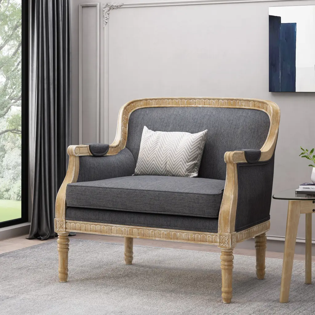 Club Chair Charcoal Fabric Comfortable Upholstered Accent Chair nh-perfect home