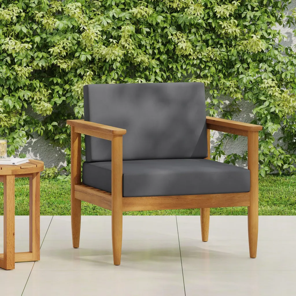 Gavin Club Chair Dark Grey Wood Fabric Living Room nh-perfect home