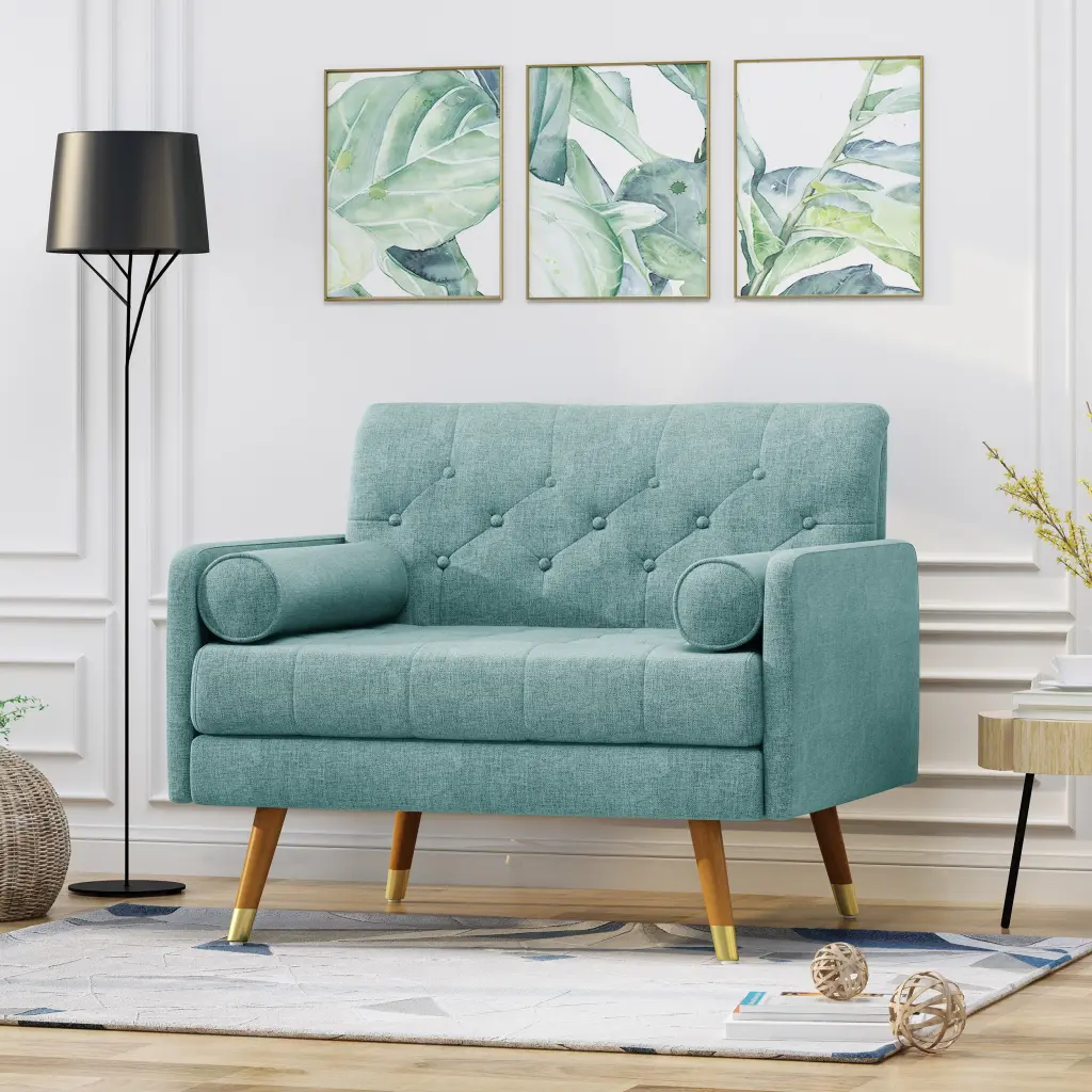 Club Chair Blue Fabric Upholstered Accent Chair Living Room nh-purenest