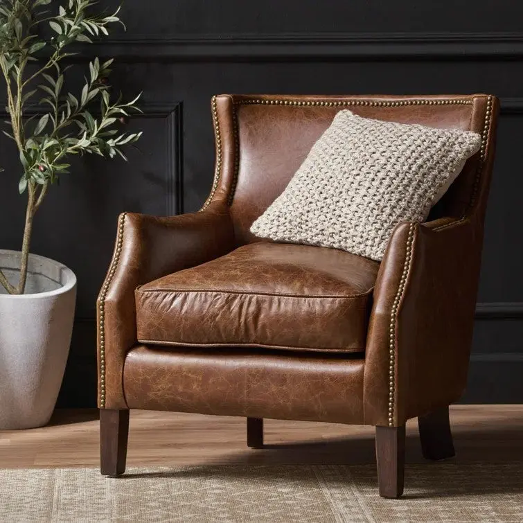 Single Sofa Brown Fabric Comfortable Living Room Chair Modern Design nh-purenest