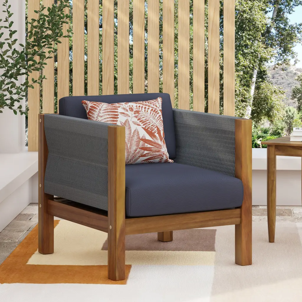 Laurel Club Chair Teak Acacia Wood Living Room Accent Chair nh-sunfay