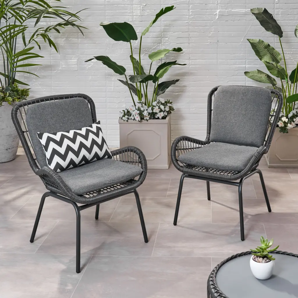 Pabrico Grey Iron and Plastic Chair Indoor or Outdoor Use nh-sunfay