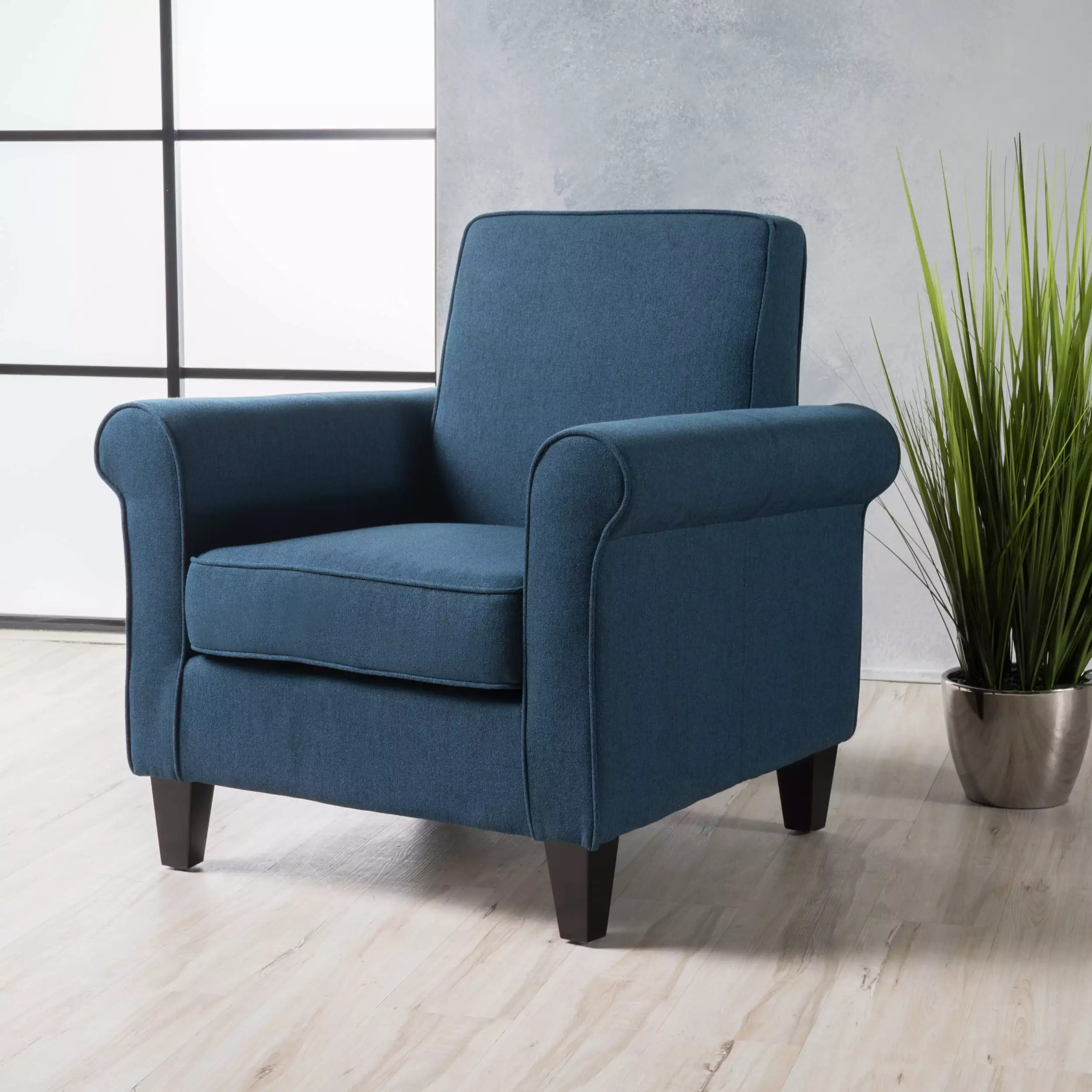 Hollister Club Chair Rolled Matching Armrests And Minimalistic Silhouette - Elegant Living Room Seating OMCCHK