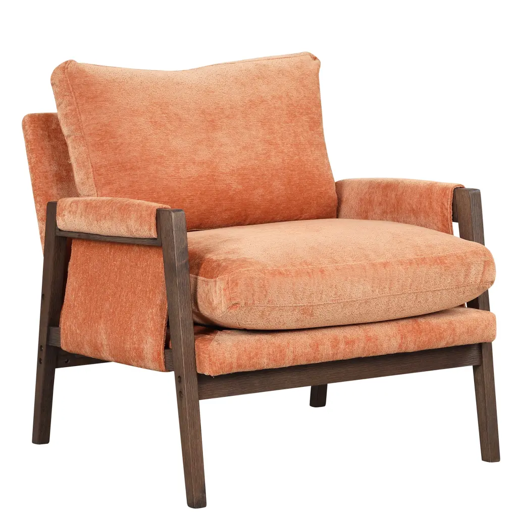 Mid Century Modern Velvet Accent Chair Leisure Chair Solid Wood Frame oris fur.