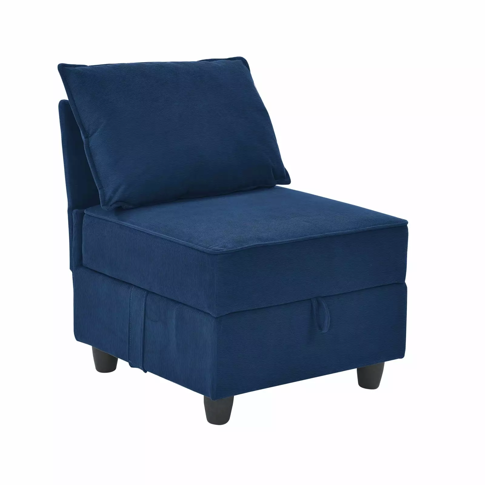 Single Seat Modular Sofa Navy Blue Corduroy Velvet Sleek Comfortable Modern Decor Made China Ponnky