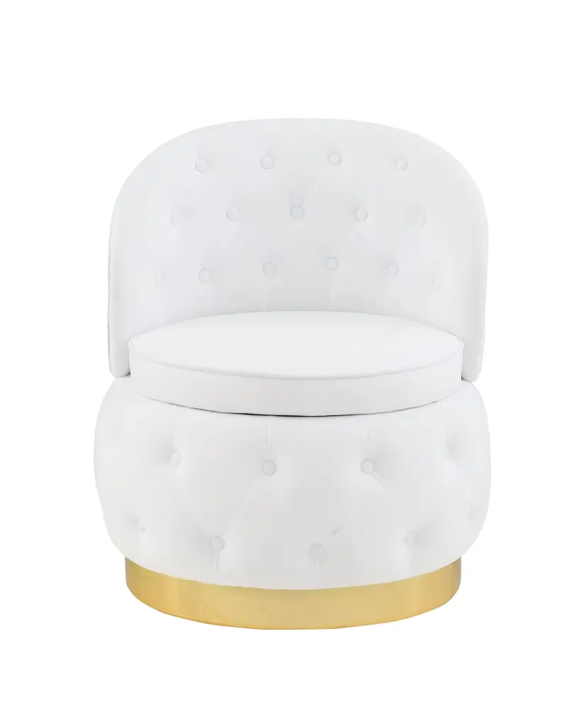 360 Degree Swivel Cuddle Barrel Accent Storage Chairs White Velvet Living Room relax down