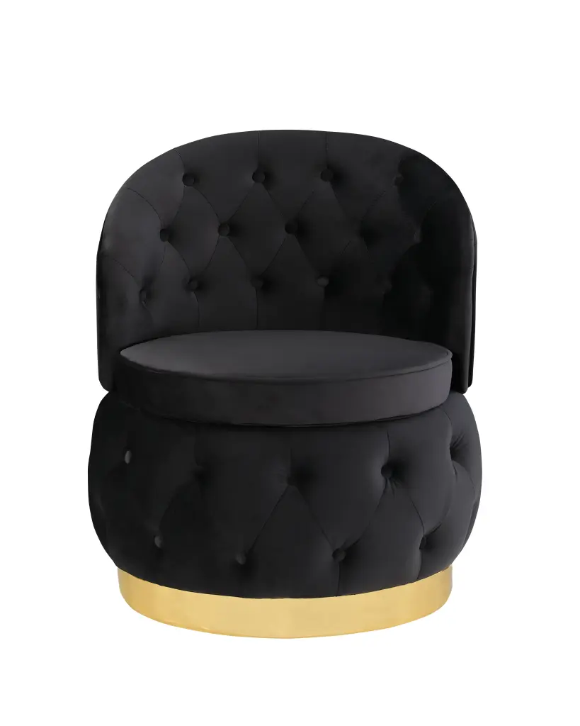 360 Degree Swivel Cuddle Barrel Accent Storage Chairs Black Velvet relax down