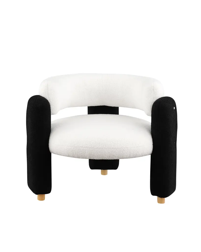 Accent Chair Black White Fabric Modern Lounge Chair relax down