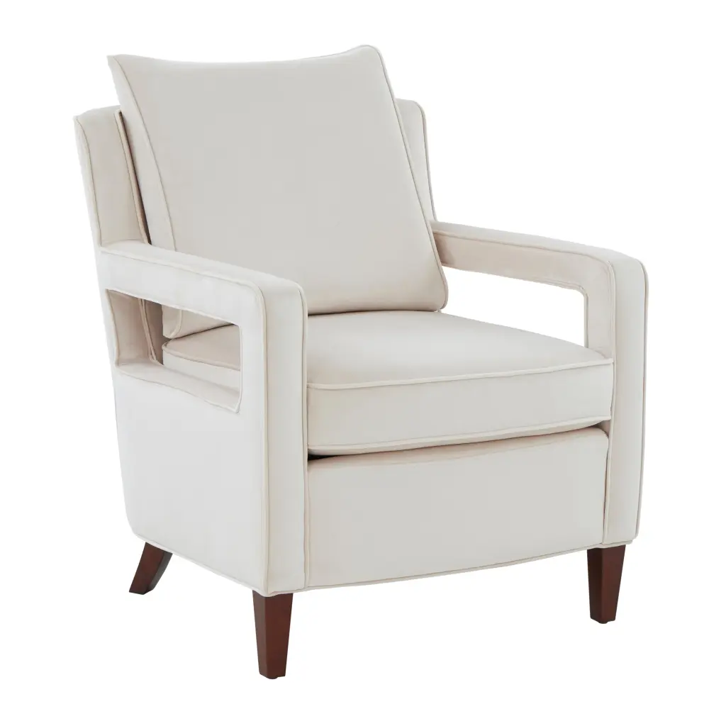 Alina Sea Oat Velvet Accent Arm Chair Beige Foam Upholstered Living Room Chair ridgecrest home