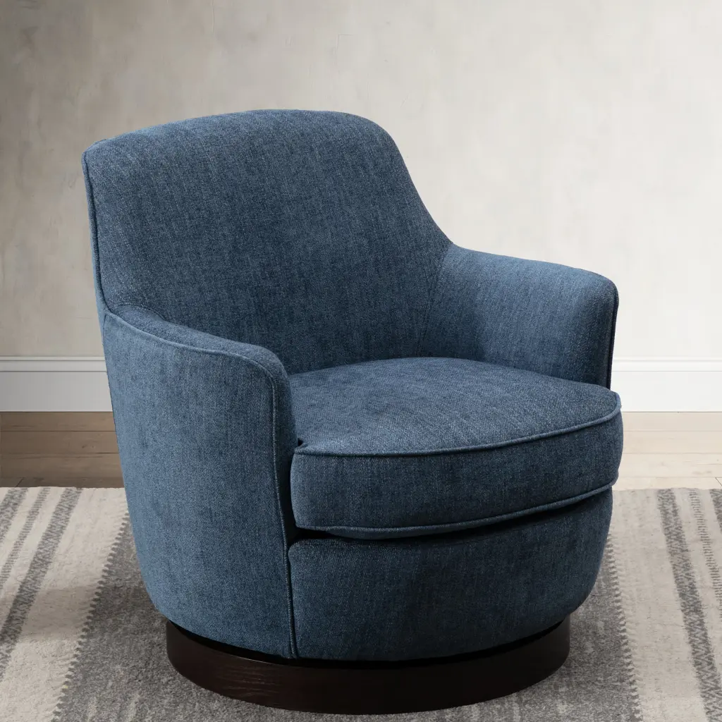 Richfield Cadet Blue Wood Base Swivel Chair Blue Foam and Polyester Upholstery ridgecrest home