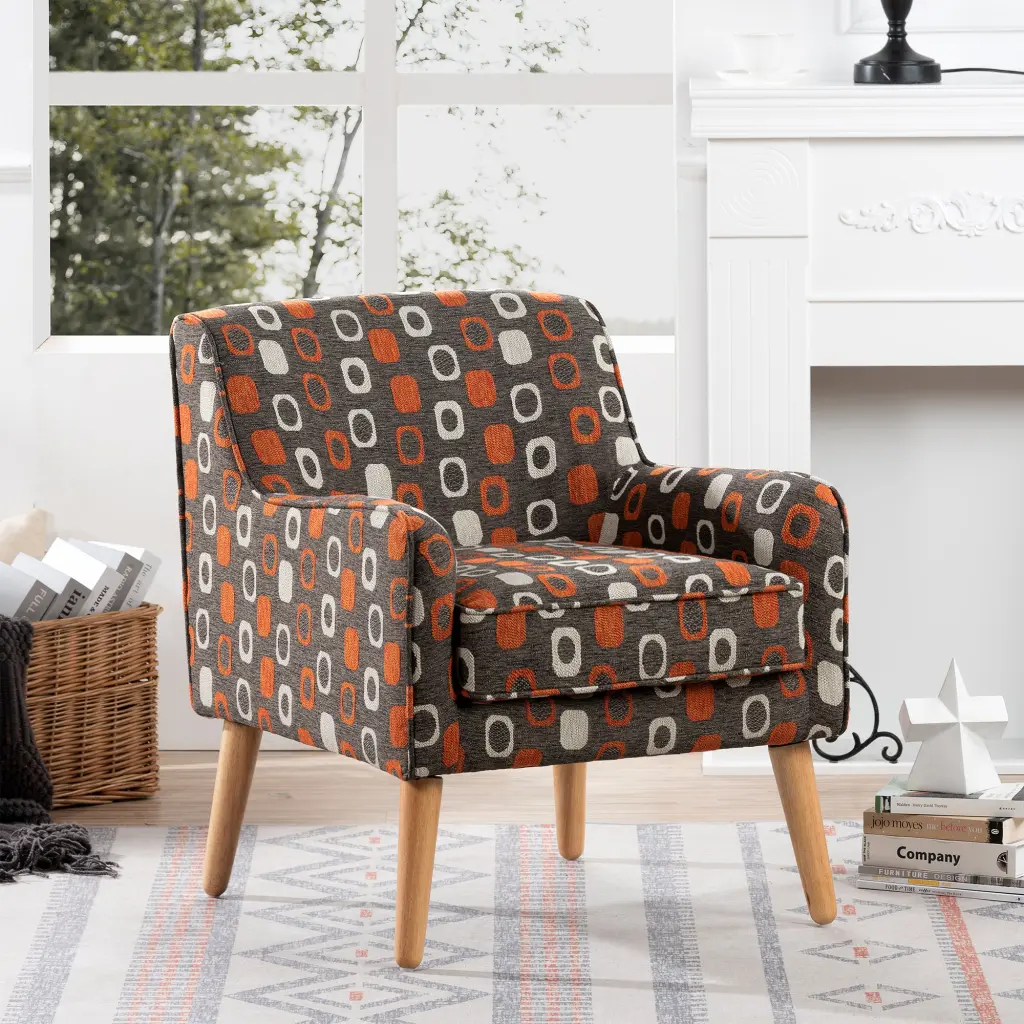 Brown Mix Polyester Fabric Accent Chair Living Room Comfortable Seating rnb