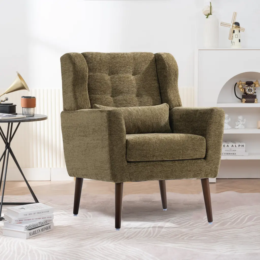 Modern Accent Chair Chenille Arm Chairs Living Room Upholstered rnb
