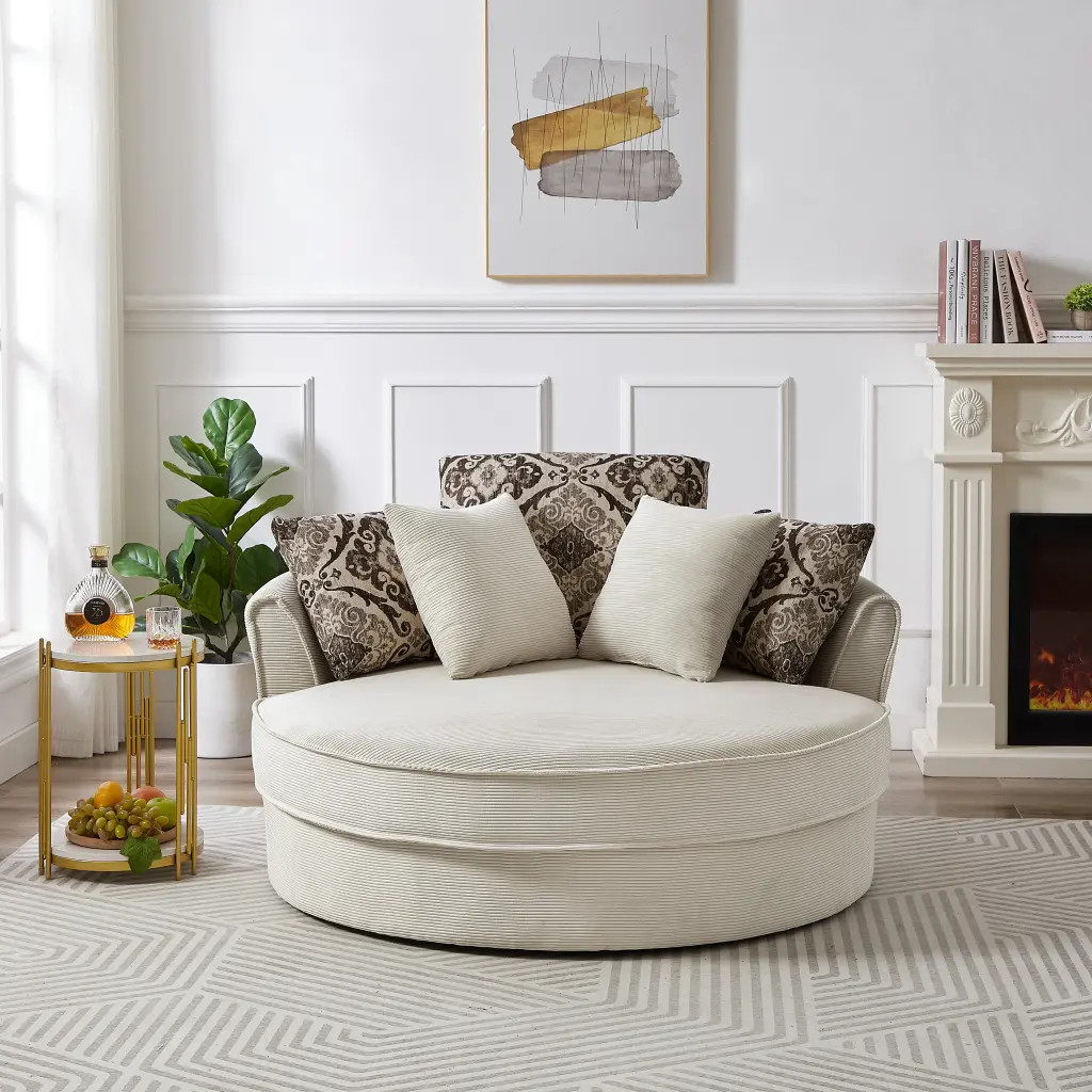 Swivel Accent Barrel Chair 5 Movable Pillow 360 Degree Swivel Round Chair Lounge rnb