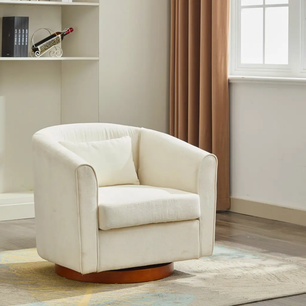 Swivel Accent Chair Living Room Sofa Chair Wood Base Side Chair rnb