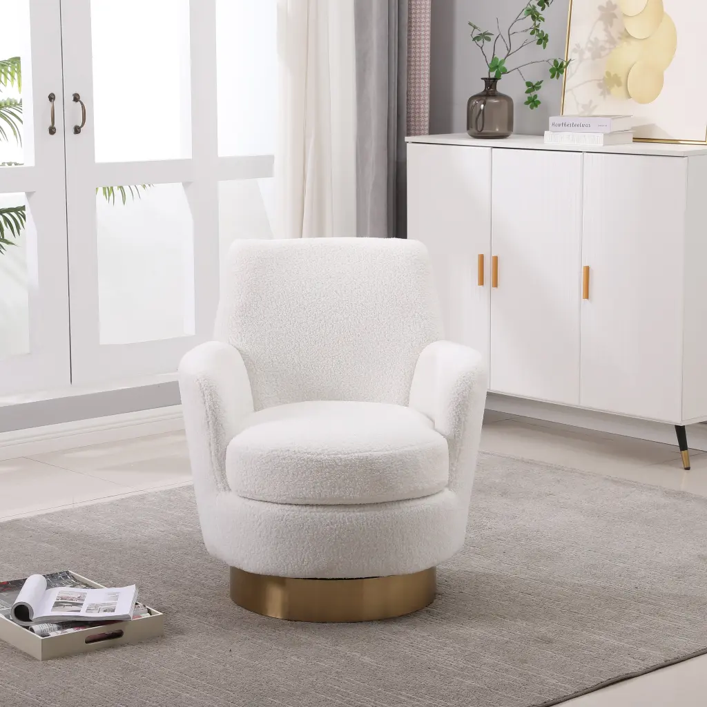 Teddy Swivel Barrel Chair Swivel Accent Armchair Living Room rnb