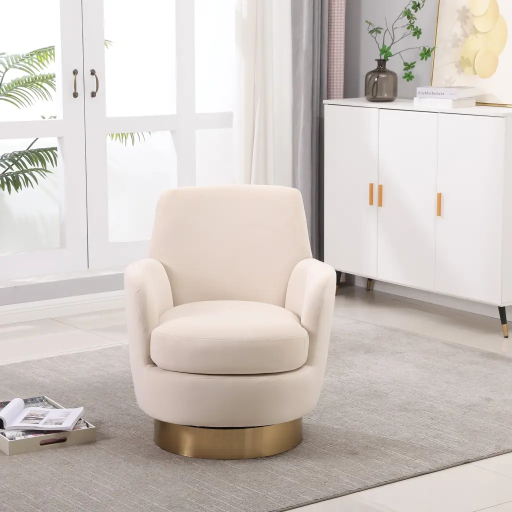 Velvet Swivel Barrel Chair Swivel Accent Armchair Living Room Lounge rnb