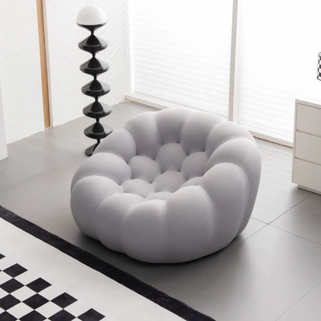 46.9 Inch Modern Bubble Floor Sofa Single Chair Living Room Gray senge