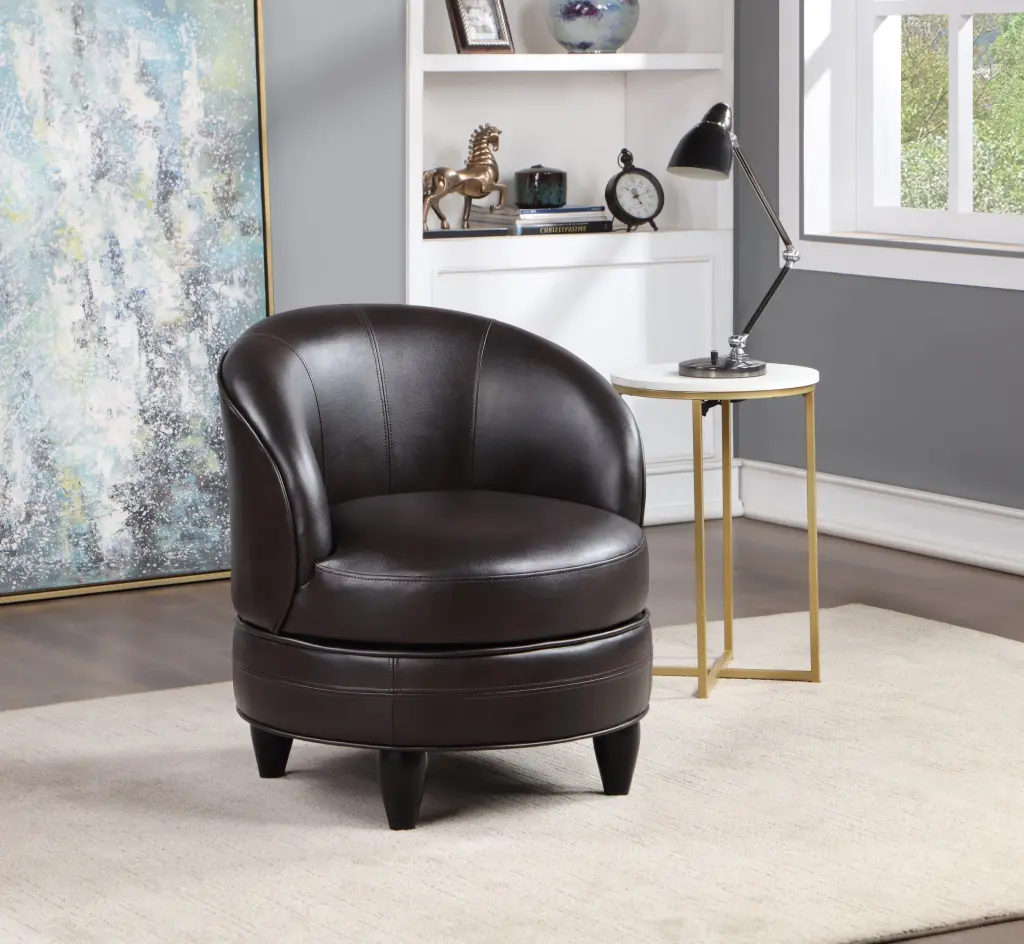 Sophia Swivel Chair Dark Brown Wood Accent Chair steve silver furniture