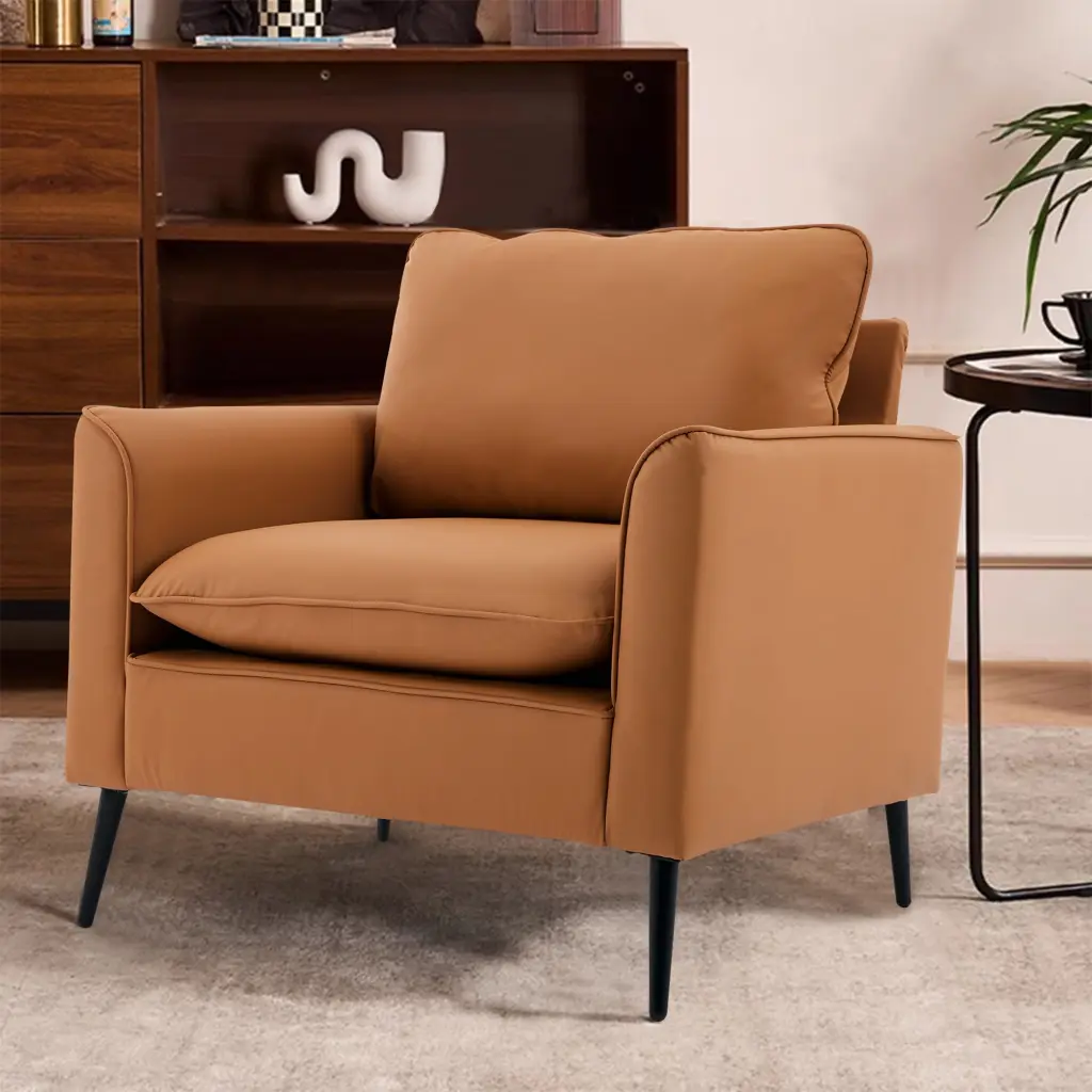 Ts Cat Paw Leather Upholstered Sofa Brown Leather 1 Seat Living Room ts furniture
