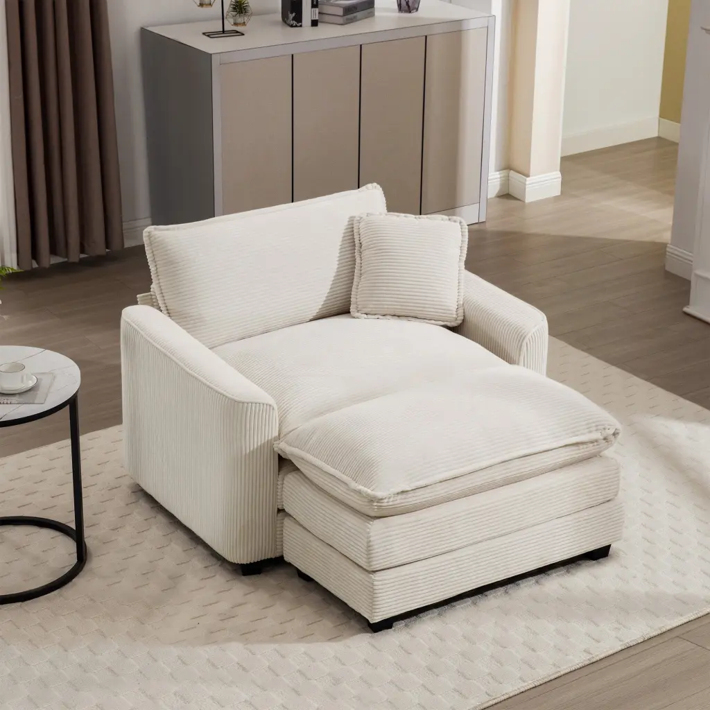 Cozy Single Chair Deep Seat Sofa Footstool And One Pillow Comfortable Lounge Chair ui furniture