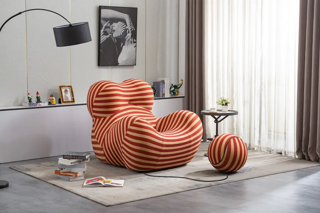 Barrel Chair Ottoman Modern Comfy Stripe Chair Living Room w1241 artisan furniture
