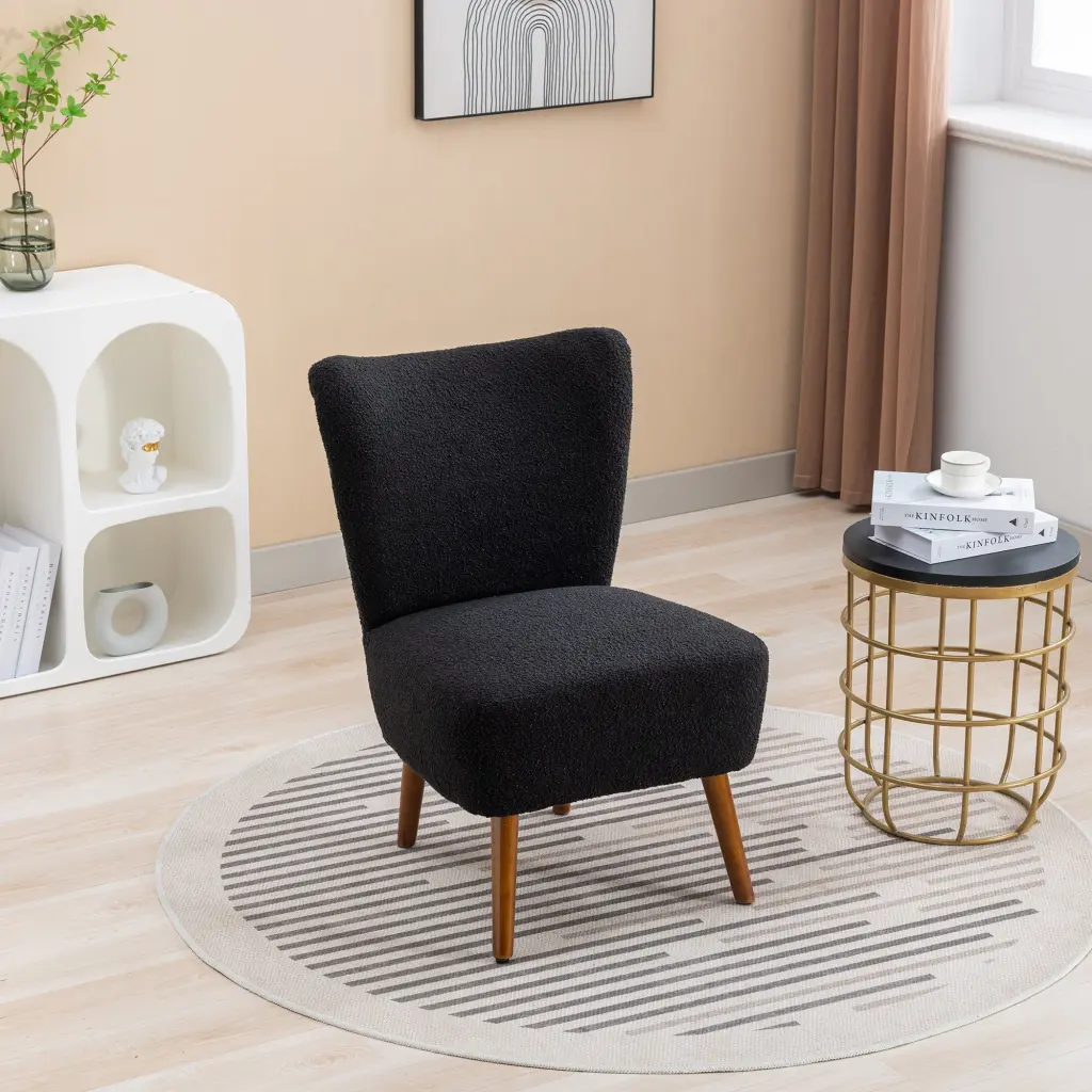 22.50 Inch Boucle Upholstered Armless Accent Chair Modern Slipper Chair w1298