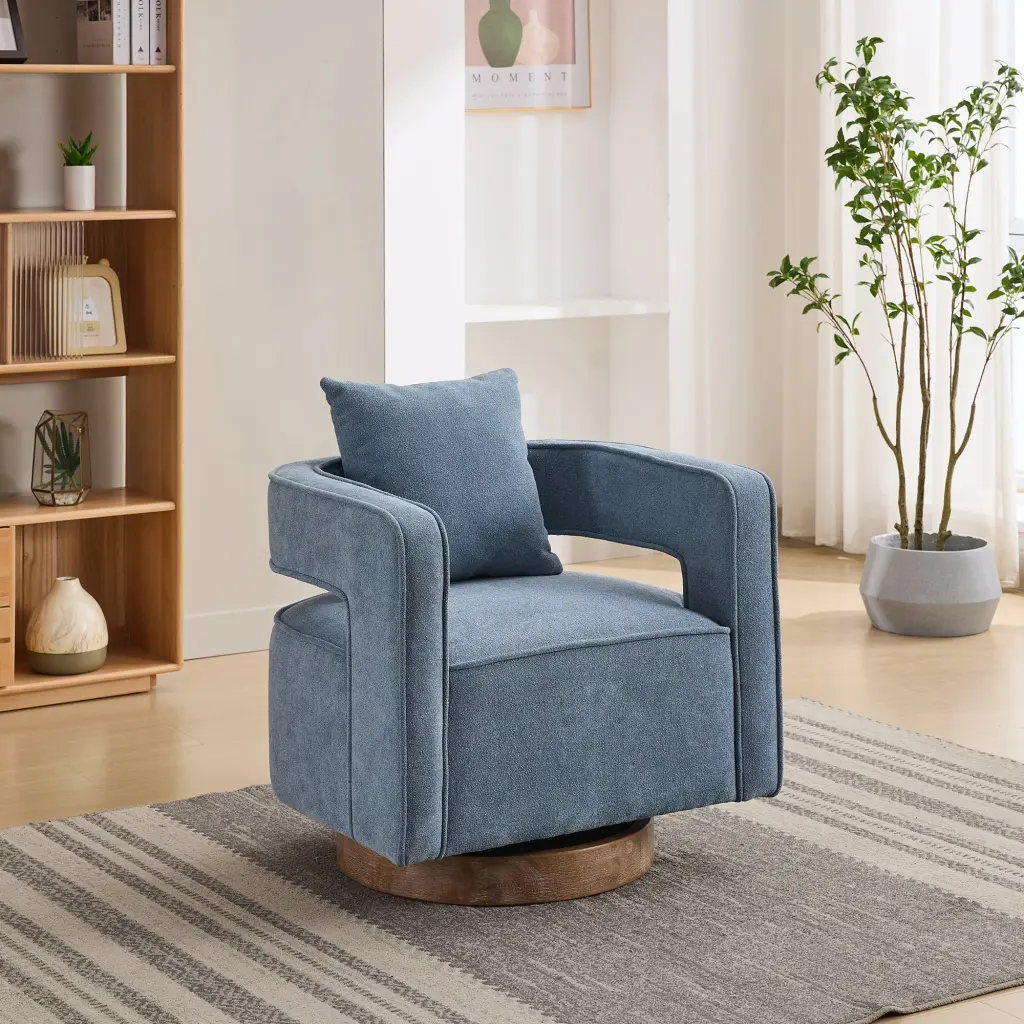 29.1 Inch Swivel Accent Open Back Chair Modern Comfy Sofa Chair Weather Resistant Fabric w1298