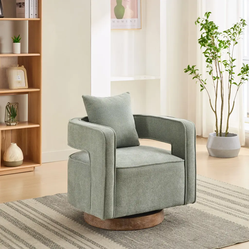 29.1 Inch Swivel Accent Open Back Chair Modern Comfy Sofa Chair Weather Resistant Fabric w1298