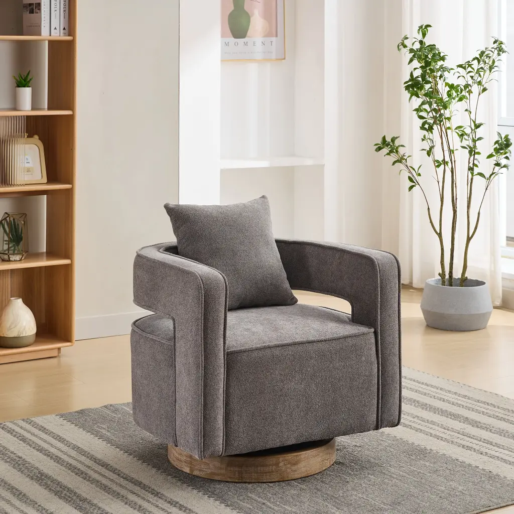 29.1 Inch Swivel Accent Open Back Chair Modern Comfy Sofa Chair Weather Resistant Fabric w1298