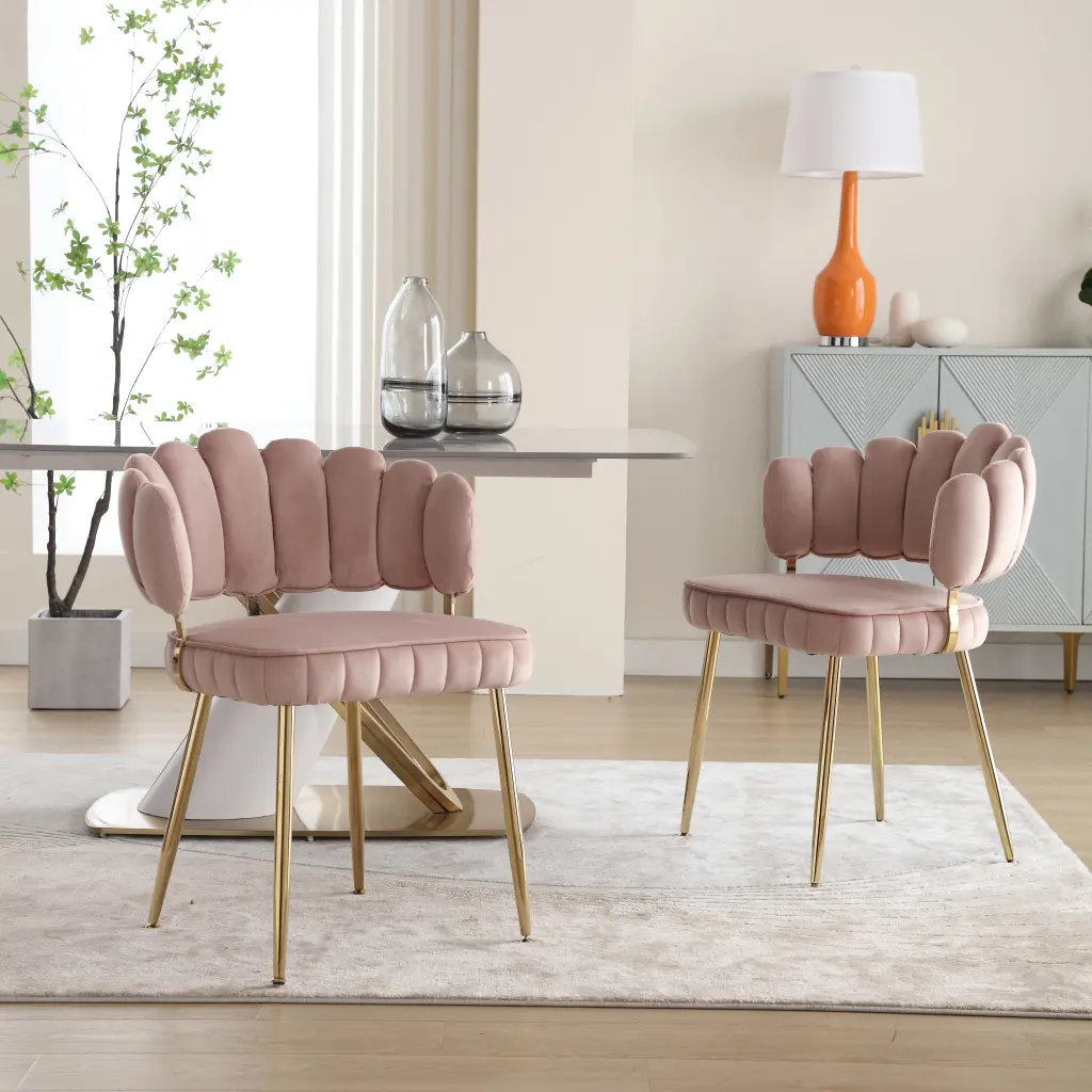 Coolmore Accent Chair Leisure Single Chair Golden Feet Pink Velvet w1539 coolmore