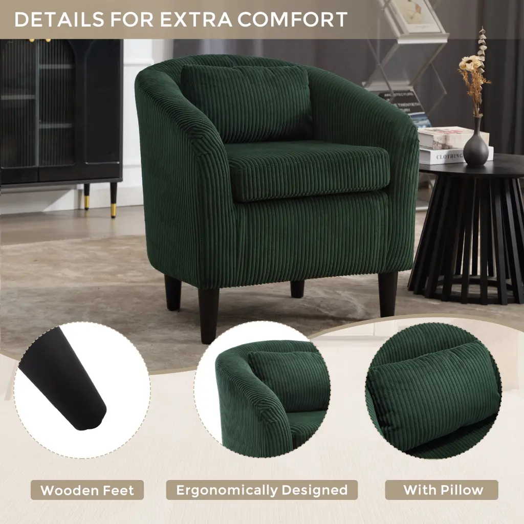 Coolmore Living Room Accent Barrel Chair Century Modern Style w1539 coolmore