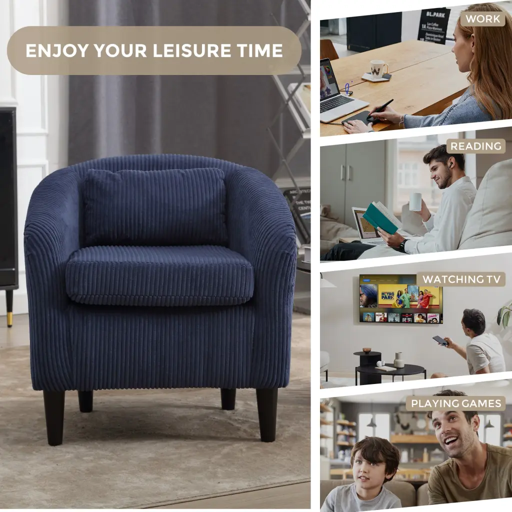 Coolmore Living Room Accent Barrel Chair Century Modern Style Decorative Chair w1539 coolmore