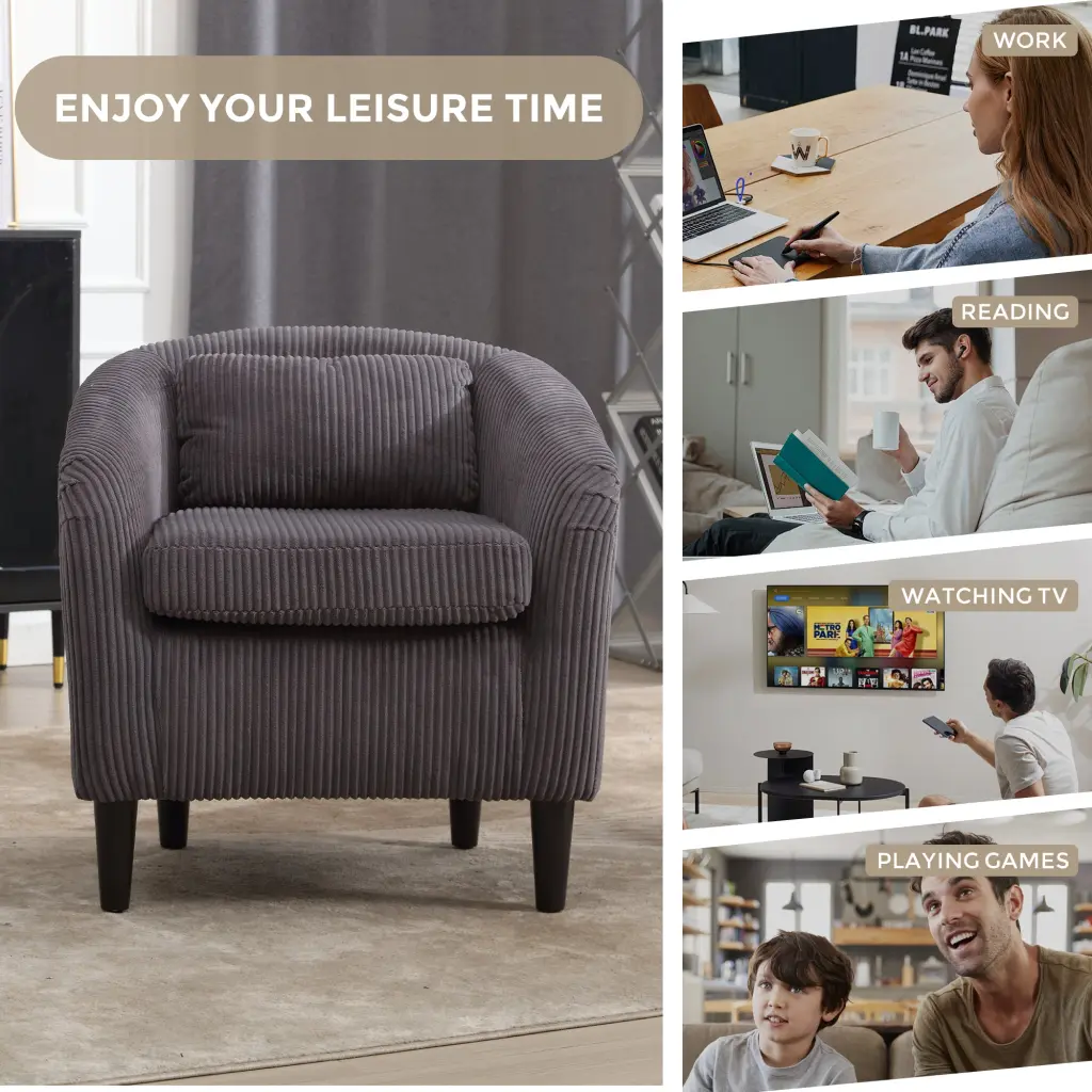 Coolmore Living Room Accent Barrel Chair Century Modern Style w1539 coolmore
