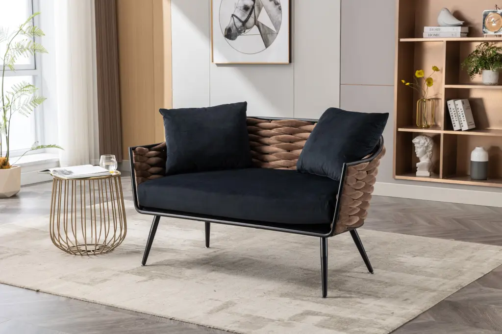Velvet Accent Chair Modern Upholstered Armsofa Tufted Sofa Metal Legs w1539 coolmore