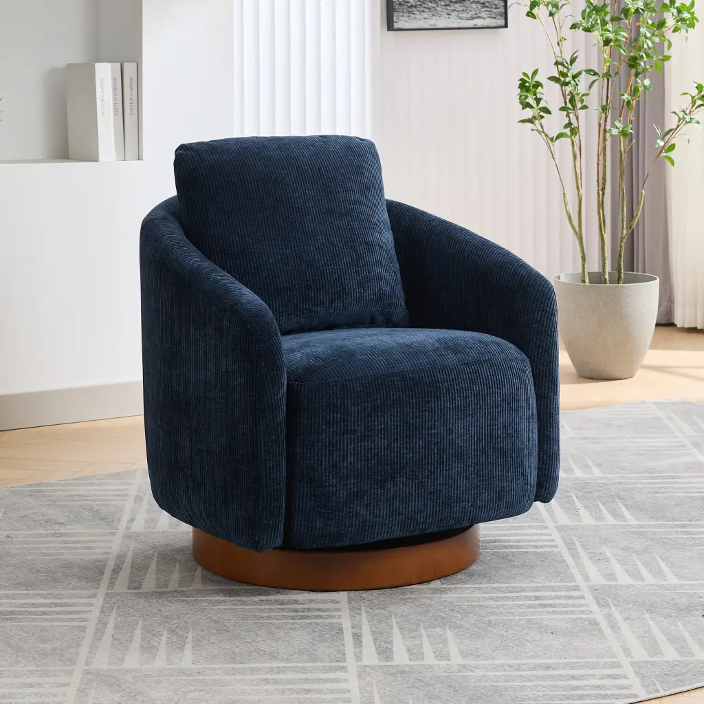 30.3 Inch Swivel Accent Barrel Chair Comfy Round Accent Single Sofa Chair w1852