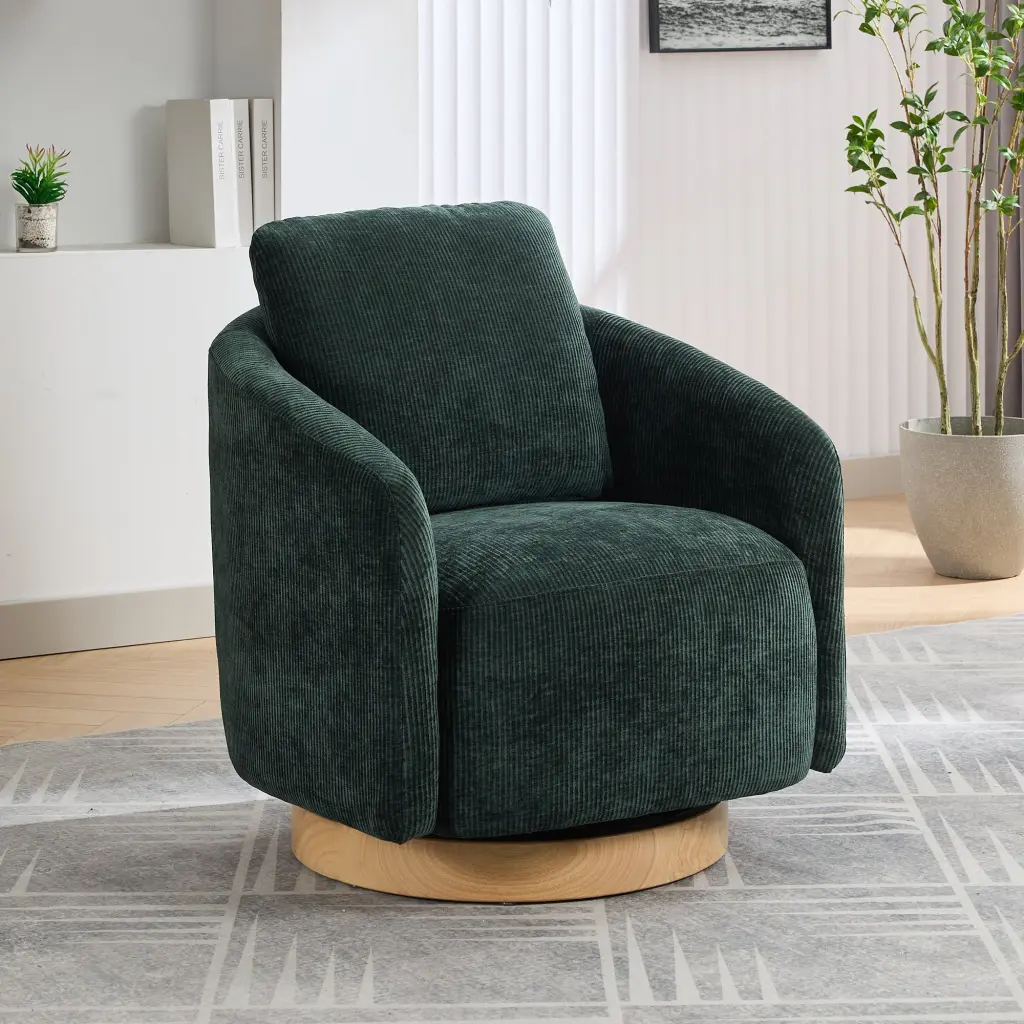 30.3 Inch Swivel Accent Barrel Chair Comfy Round Accent Single Sofa Chair w1852