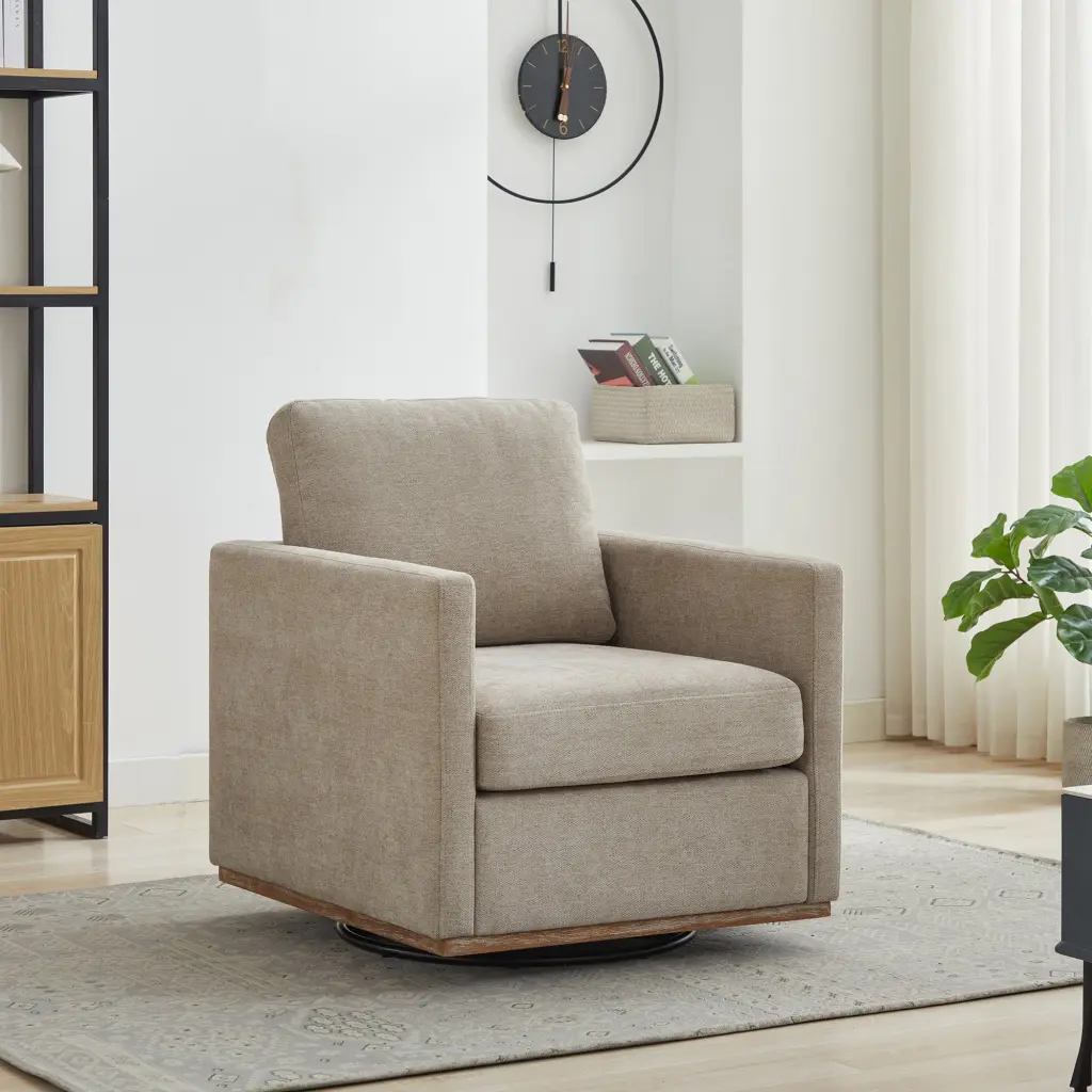 30.7 Inch Square Upholstered Swivel Accent Chair Comfy Single Chair w1852