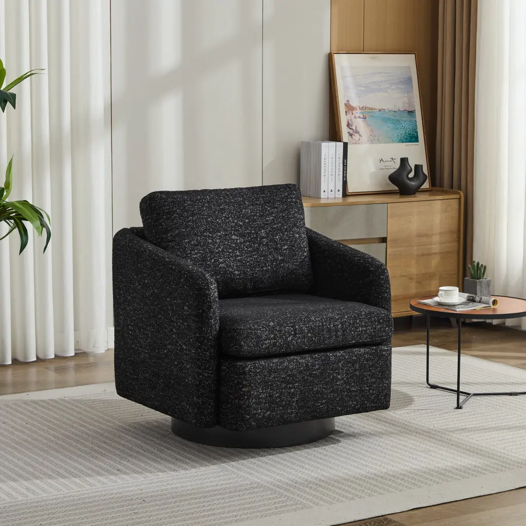 31.5" Swivel Accent Chair and Comfy Round Accent Single Sofa Chair - Modern Living Room Seating w1852