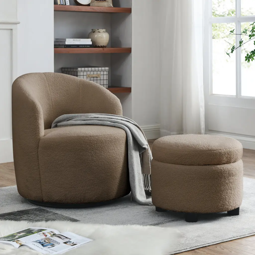 WeLike Swivel Barrel Chair Living Room Round Swivel Chair Comfortable welike furniture