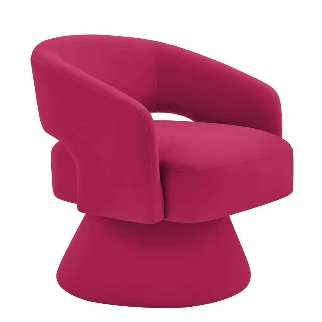 Modern Swivel Barrel Chair Upholstered Velvet Round Design and 360 Rotation wm home furniture