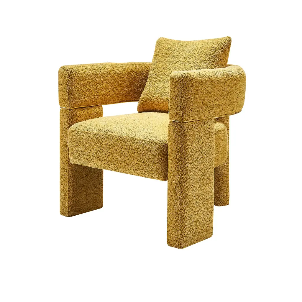 30.51 Inch Wide Boucle Upholstered Accent Chair Yellow Living Space wq furniture